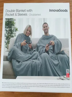 Deka s rukávmi pre dve osoby s predným vreckom Doublanket InnovaGoods