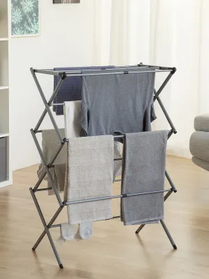 Kovový skladací a roztiahnuteľný vešiak na prádlo s 3 úrovňami výšky Cloxy InnovaGoods 11 tyčí