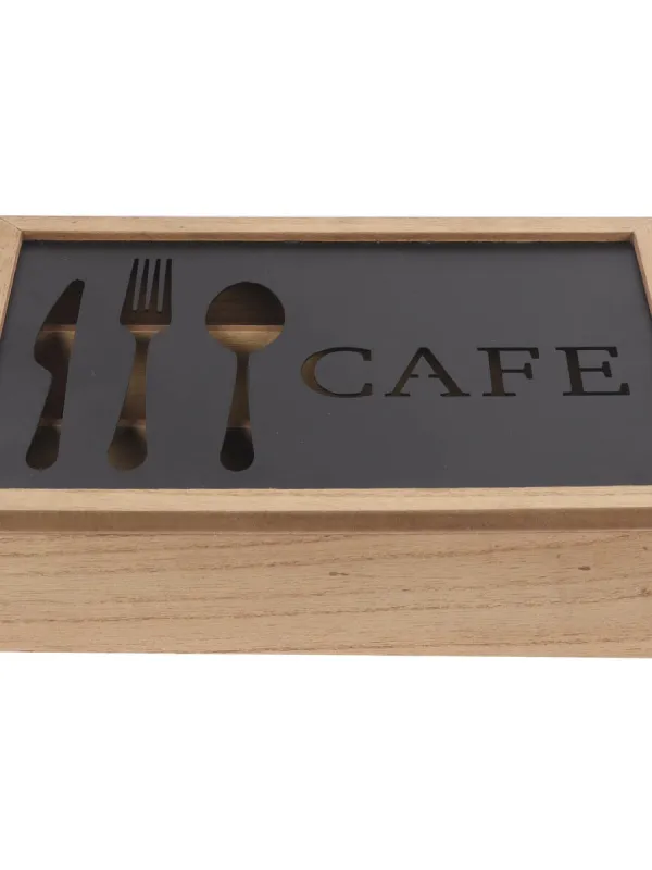 Produkt Organizér na príbor DKD Home Decor Gaštanová Čierna Kov Drevo MDF Vintage 25 x 18 x 6 cm Obrázok