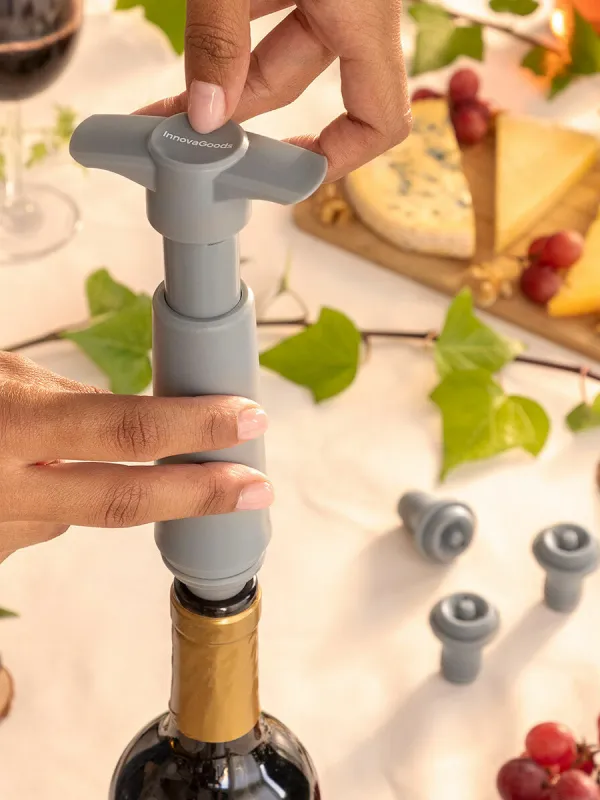 Produkt Vákuová pumpa a zátky na víno Winuum InnovaGoods (4 vrchnáky) Obrázok